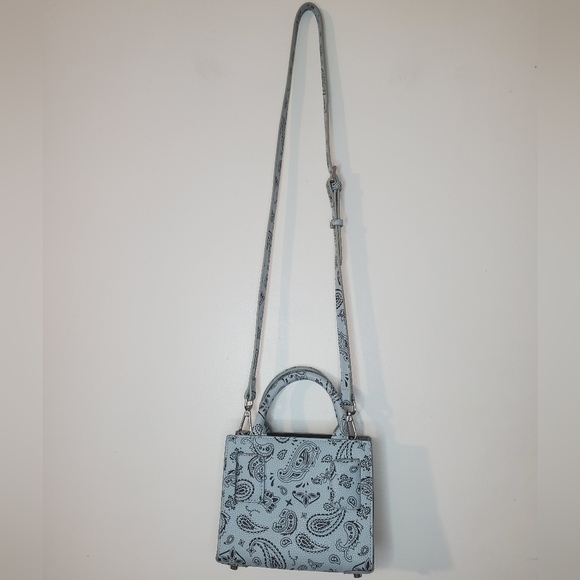 Brandon Blackwood Kuei Mini Bag Blue Paisley Leather Crossbody - Picture 14 of 16